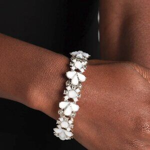 Paparazzi Jewelry Accessories - Teasing Torrent - White Bracelet - Vintage